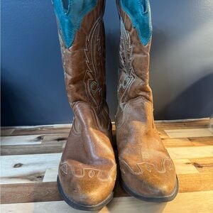 Brown and Teal Western Boots